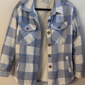 Plaid Blue and White Women's Jacket